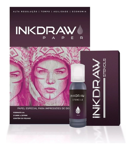 Kit Inkdraw Stencil Decalque Tatuagem 150 Ml + Inkdraw Paper