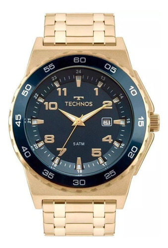 Relógio Technos Masculino 2115mql/4a Aço Dourado Azul