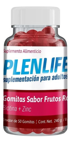 Plenlife Gomitas Biotina 50 Pzs. Plenlife Sabor Frutos Rojos