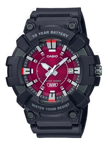Reloj Para Hombre Casio Mw-610h-4avcf , 49mm Color de la correa Negro Color del bisel Negro Color del fondo Rojo