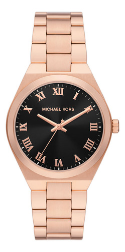 Reloj Mujer Michael Kors Mk7392 Lennox  Color de la correa Rosa Color del bisel Rosa Color del fondo Negro