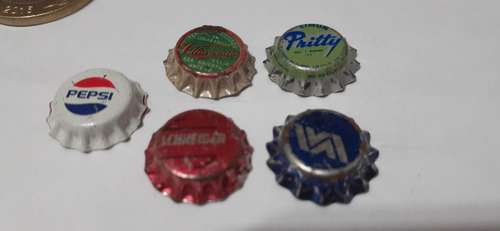5 Mini Chapitas Antiguas Tapitas Sin Coronar De Botellitas (Usado)