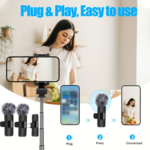 Micrófono Lavalier Inalámbrico: Para Teléfono, Usb-c, Plug &