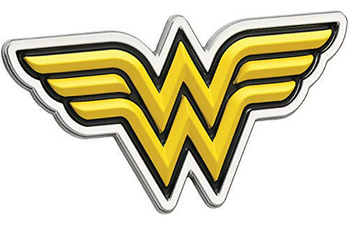 Wonder Woman Logotipo Amarillo Negro Premium 3d Cromado Auto