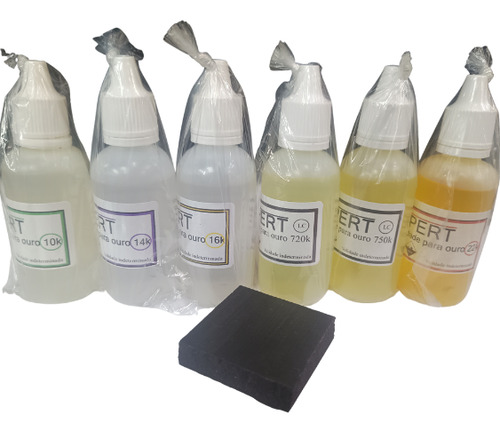 Kit Teste Ouro - Pedra + Ácido 22k 750k 16k720k 14k 10k 30ml