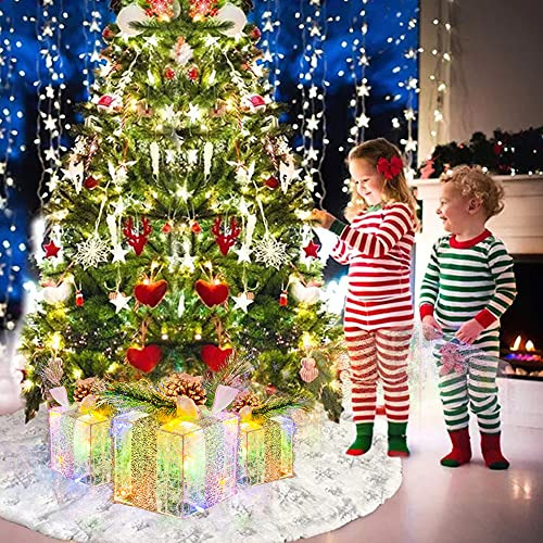 Hourleey Set De 3 Cajas De Regalo Iluminadas De Navidad, Pre