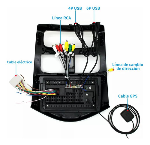 Auto Estéreo Android Carplay Android Auto 2+64GB Chevrolet Spark 09-14 Autoestéreo Pantalla Táctil 9' IPS Con Pantalla Para Carro Mirror Link Wifi Bluetooth Cámara Fm Bt Hd Aux Tf Usb GPS DSP