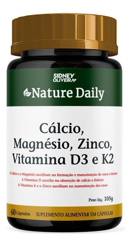 Cálcio + Magnésio + Zinco + D3 + Vit. K2 Nature Daily 60 Cáps