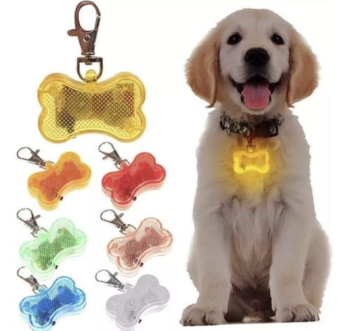 Colgante Placa Luz Led Para Perros Y Gatos Antiperdida