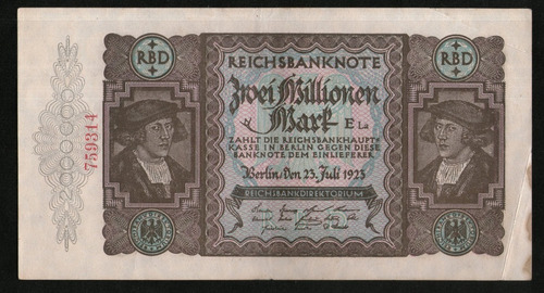 Alemania Weimar Billete 2 Millionen Mark 1923 P#89a Argentvs