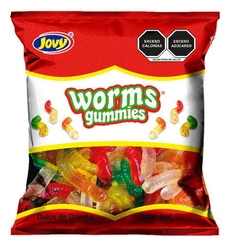 Gomitas Lombrices Sabores Frutales Worms Gummies Jovy 100 G