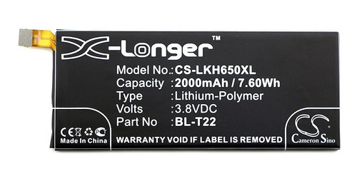 Batería Alternativa P/ LG Bl-t22 3.8v 2000mah Lkh650xl