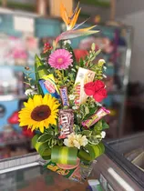 Comprar Arreglo Floral Cumple, Rosas, Girasoles, Flores Chucherias