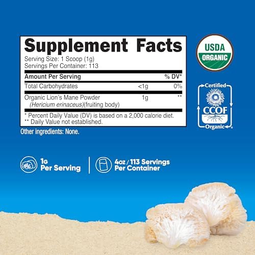 Nutricost Hongo Melena De León 100 % Orgánico Lion's Mane 4 Ounce (pack Of 1)