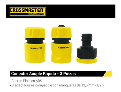 Imagen 2 de 4 de Conector Acople Rápido 3 Pzs 19 Mm Crossmaster 9937946