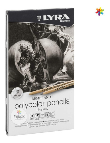 Imagen 1 de 4 de Lapiz Lyra Rembrandt Polycolor Grises Lata X 12 Barrio Norte