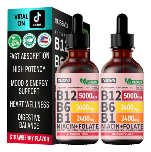 Nusava Gotas Vitamina B12 Y B6 5000mcg Complejo B 2 Pack
