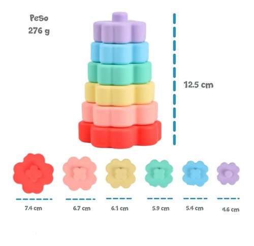 Juguete Papu Baby Torre Apilable De Silicón En Forma De Flor Color Colores Básicos