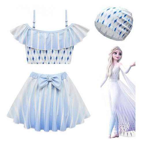 A Traje De Baño Freecap Frozen Elsa De 3 Piezas Para Niñ [u]