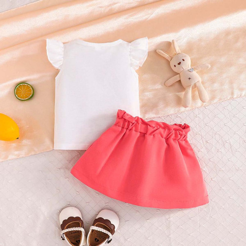 Conjunto De Ropa De Bebé Falda De Manga Corta Estampada 3y