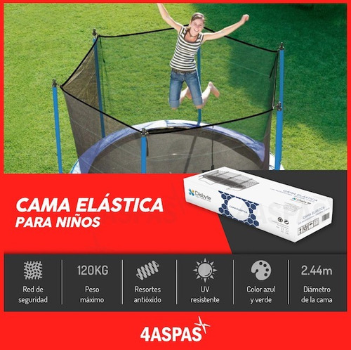 Imagen 3 de 10 de Cama Elastica 2.44 Metros Para Niños Adultos Grande Con Red