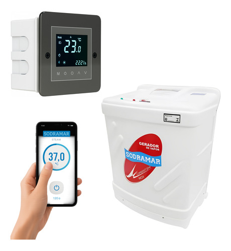 Kit Sauna Gerador Vapor Compact Line 12kw Comando Touch Wifi