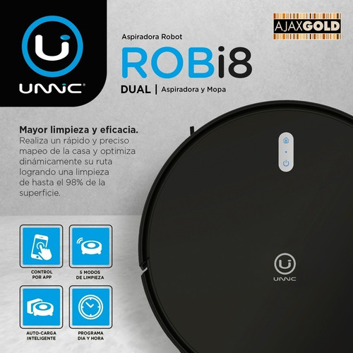 Imagen 6 de 11 de Aspiradora trapeadora robot Unnic U-Home UC-SRTG8 negra 220V