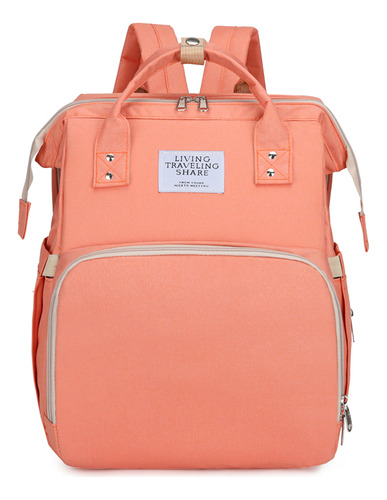 Panalera Mochila Bebe Cuna Sombrilla Impermeable Usb Termica Color Coral