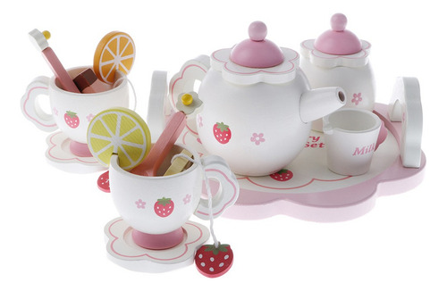 L Juego De Té De La Tarde De Madera Con Temática De Fresas