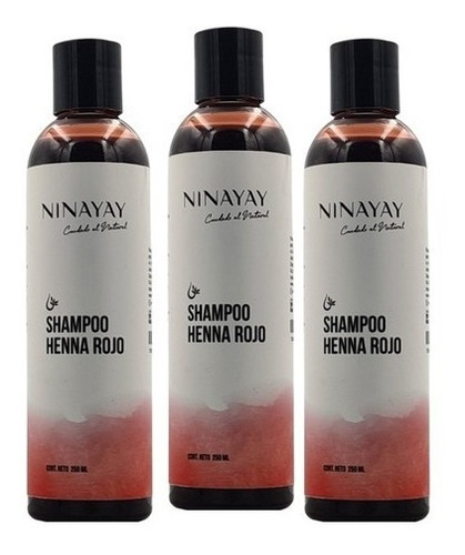 Shampoo Henna Ninayay Rojo Intenso 3pz