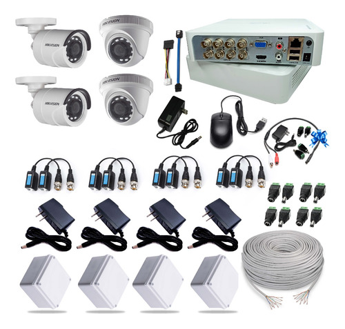 Cctv Hikvision Kit Dvr 8 + 4  Camaras Seguridad + Cable Utp