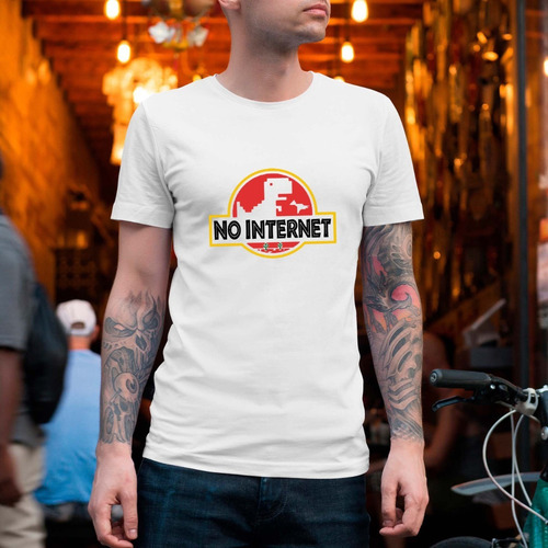 Imagen 5 de 6 de Remera No Internet Dinosaurio Hombre Mujer Niños