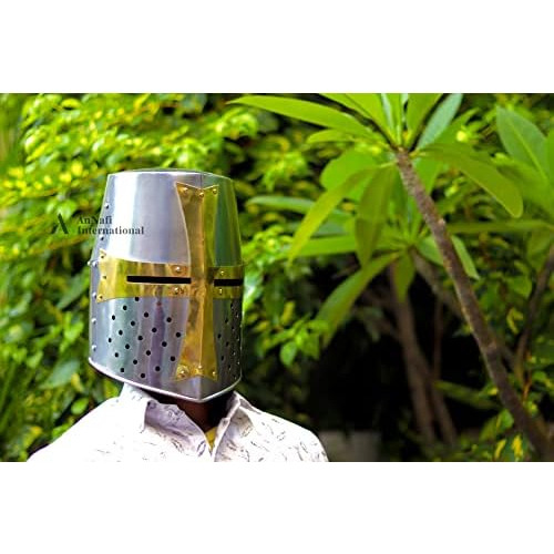 Casco De Cruzado De Latón | Cascos De Caballero Mediev...