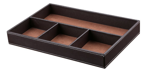 Kingfom 4-compartment Leather Drawer Tray Desk Stationery Su