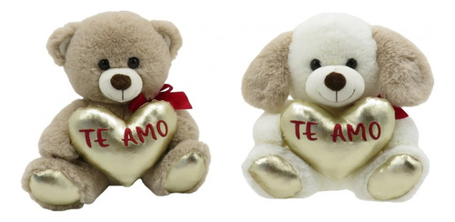 Peluche Oso Y Perro Con Corazón Te Amo 25,4cm Woody Toys