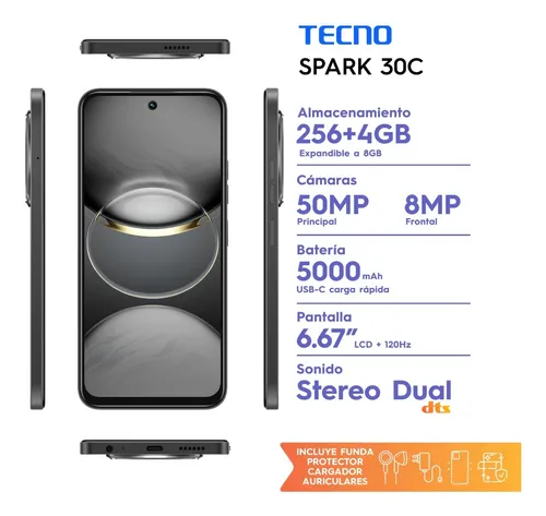 Tecno Spark 30c 256 + 4gb Orbit Black