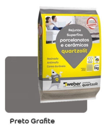 Kit C/ 15 Rejunte Porcelanato 1kg Preto Grafite Quartzolit