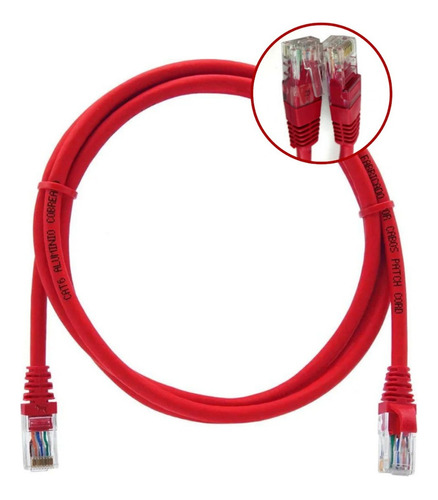 Cabo Rede Cat6 2.5m Vermelho Ultra Velocidade 2,5metros Rj45