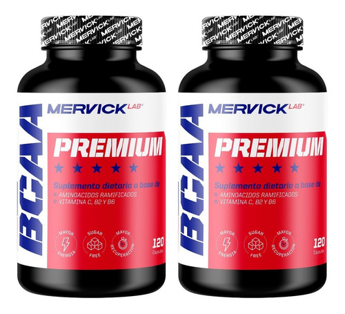 2 Aminos Bcaa 120 Mervick Recuperador Masa Muscular Magra