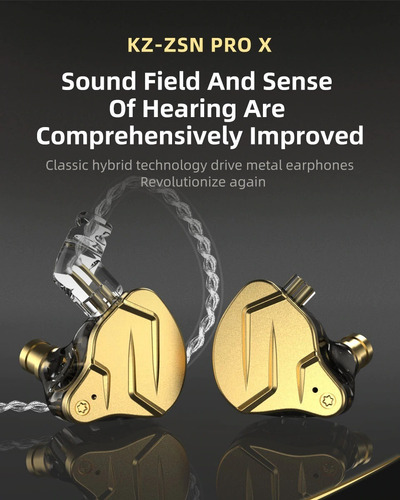 Imagen 3 de 8 de Kz Zsn Pro X Audifonos Con Micro + Estuche Full Dorado Gold