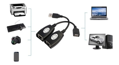 Adaptador De Extensión De Cable Usb Rj45 Con Utp - 45 Metros