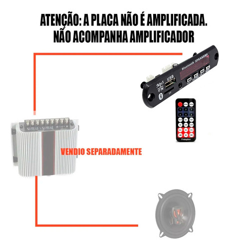 Placa Decodificadora Mp3 Bluetooth Usb, Sd, Fm, Aux