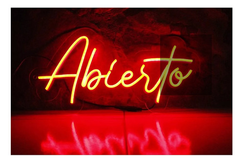 Letrero Led Neon Abieto Letra Corrida 40*20cm Luminoso