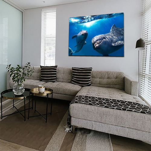 Cuadro Decorativo Canvas Paisaje De Delfines De 135x90 Cm