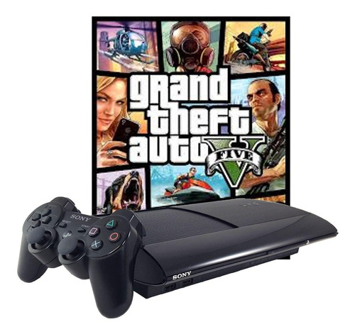 Sony PlayStation 3 Super Slim 500GB Grand Theft Auto V color  charcoal black