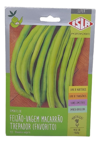 Sementes De Feijão Vagem Macarrão Trepador, Pacote 10 Gr