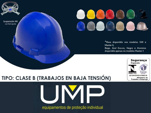 Imagen 1 de 4 de Casco Seguridad Azul Master I Completo (c/arnes Y Barbijo)