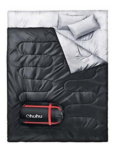 Ohuhu Double Sleeping Bag With 2 Pillows, Waterproof