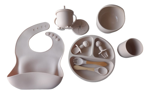 Set Bebe Alimentación Completa Silicona 10 Piezas Beige