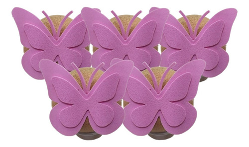 Boneco Ecológico Borboleta Rosa 5 Unidades